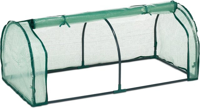 Relaxdays Frühbeet aus Eisen mit PE-Folie in Grün, aufrollbar, B: 128 cm, H: 50 cm, T: 60 cm - Bild 1