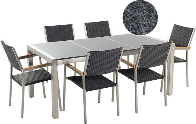 Beliani Gartentisch Set GROSSETO in Graphitgrau mit B/T/H: 180 x 90 x 88 cm - Bild 1