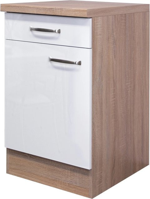 Flex-Well Küchen-Unterschrank Valero in Weiß Hochglanz und Sonoma Eiche, B/H/T: 50 x 86 x 60 cm - Bild 1