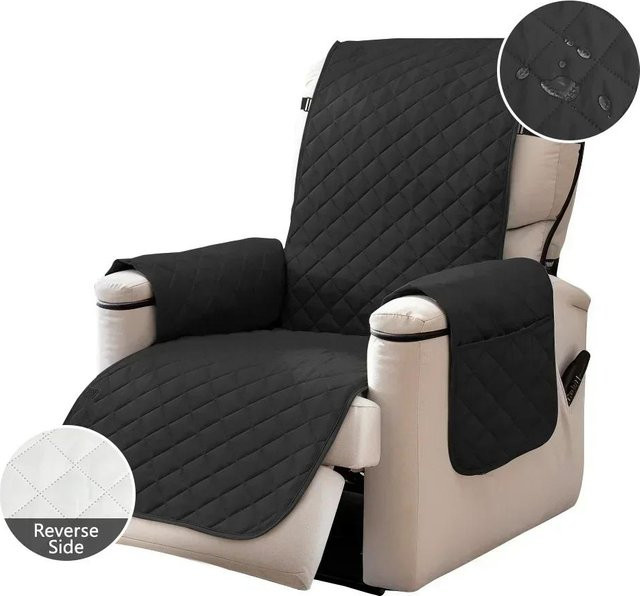 Yiran bag Wasserdichte und rutschfeste Liegestuhlbezüge aus Polyester in Schwarz mit elastischen Bändern - Bild 1