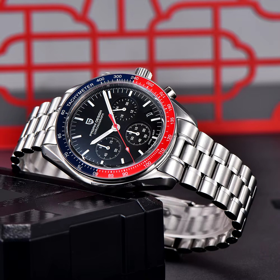 PAGANI DESIGN Chronograph, Quarz, Edelstahl, Schwarz, Herren - Bild 3