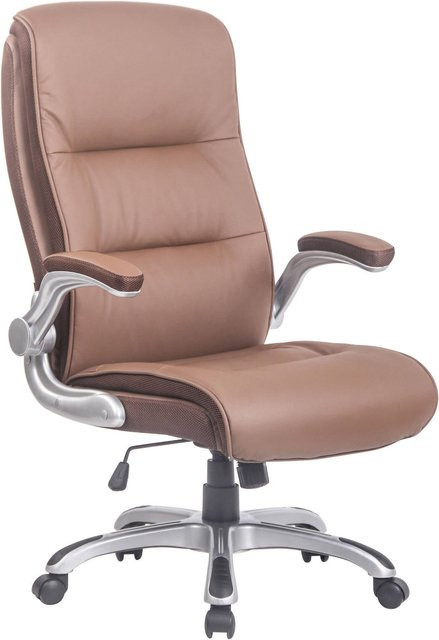 TPFLiving Bürostuhl Vila XXL Executive Chair aus Kunstleder in Hellbraun mit Armlehnen und Rollen, B/T/H: 76 x 74 x 116 cm - Bild 1