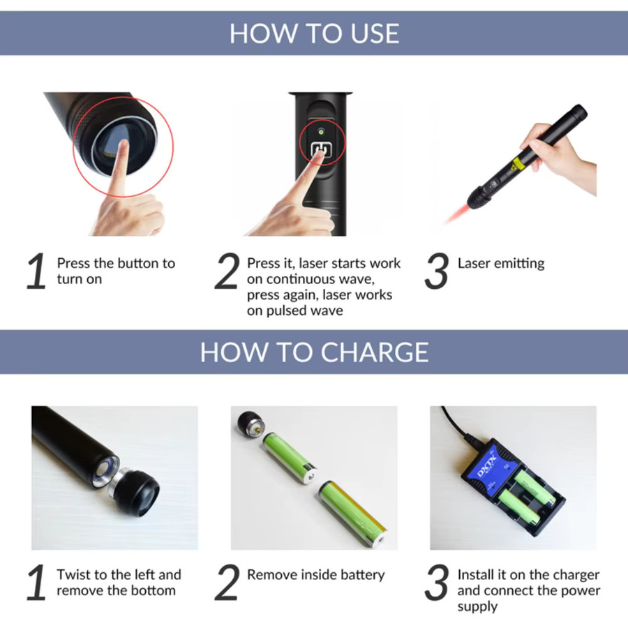 Low Laser Light Therapy Pen, Schwarz - Bild 5