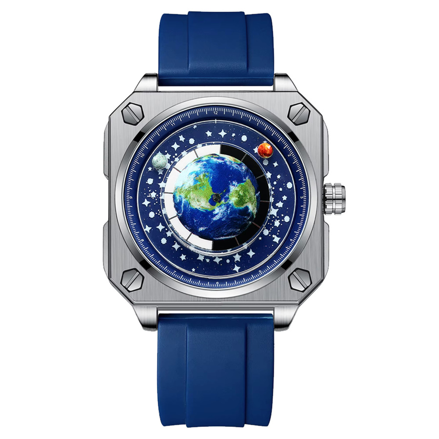 BINBOND Armbanduhr Quarz, Silikon, Blau, Silber, Herren - Bild 7