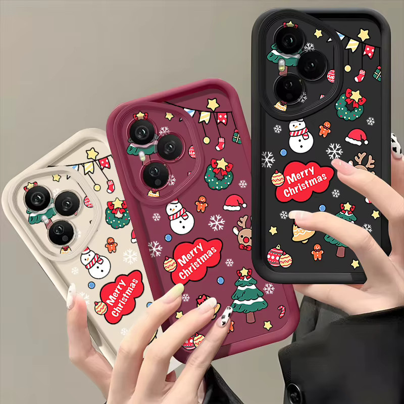 Stoßfeste Silikon Handyhülle mit Frohe Weihnachten Druck für Honor 400 200 Pro Magic 7 Lite X8c X9c Smart X6a X6b X6c in Rot - Bild 2