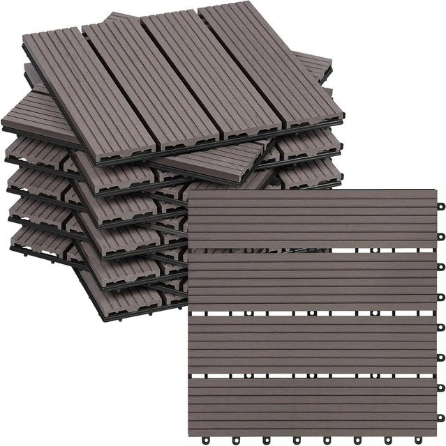 WOLTU WPC Terrassenfliesen Holzoptik in Coffee mit Klicksystem, 11 Stück pro 1 m² - Bild 1