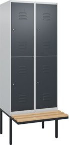 C+P Doppelstock-Spind Classic PLUS mit Sitzbank, 2 Abteile, Buche-Hartholz und Stahl, B/T/H: 212 x 80 x 81,5 cm - Bild 1
