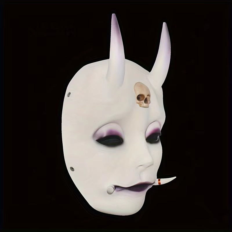 YIHUN Halloween Spukhaus-Harzmaske, Kunststoff, Bunt / Mehrfarbig, Weiß - Bild 2
