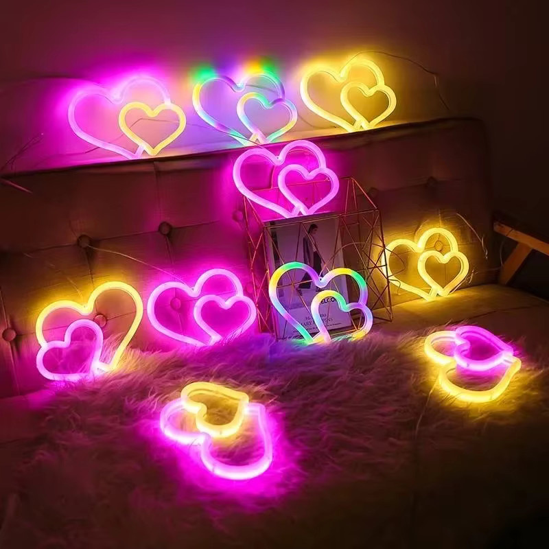 Bunte LED Neon-Leuchtreklame in Herzform für die Wanddekoration, Mehrfarbiges Nachtlicht für Kinderzimmer und besondere Anlässe, B/H: 21,0 x 15,5 cm - Bild 2