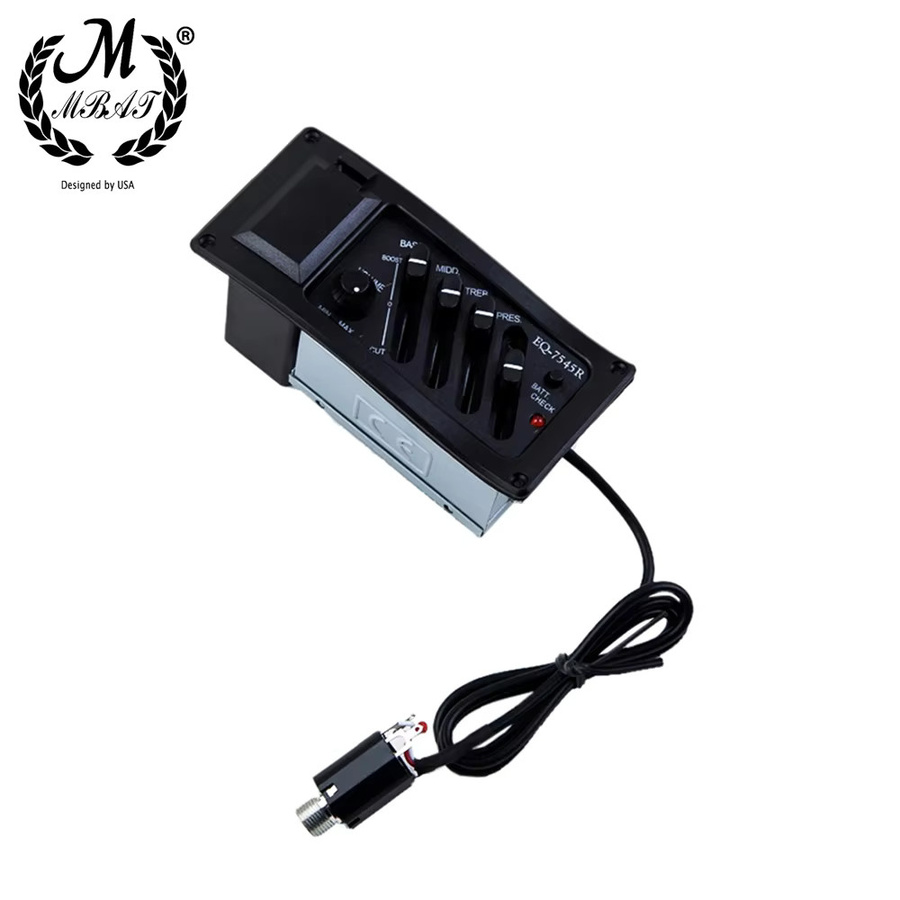 IRIN M MBAT EQ-7545R 4-Band Equalizer Vorverstärker mit Piezo-Tonabnehmer für Akustikgitarren in Schwarz - Bild 2