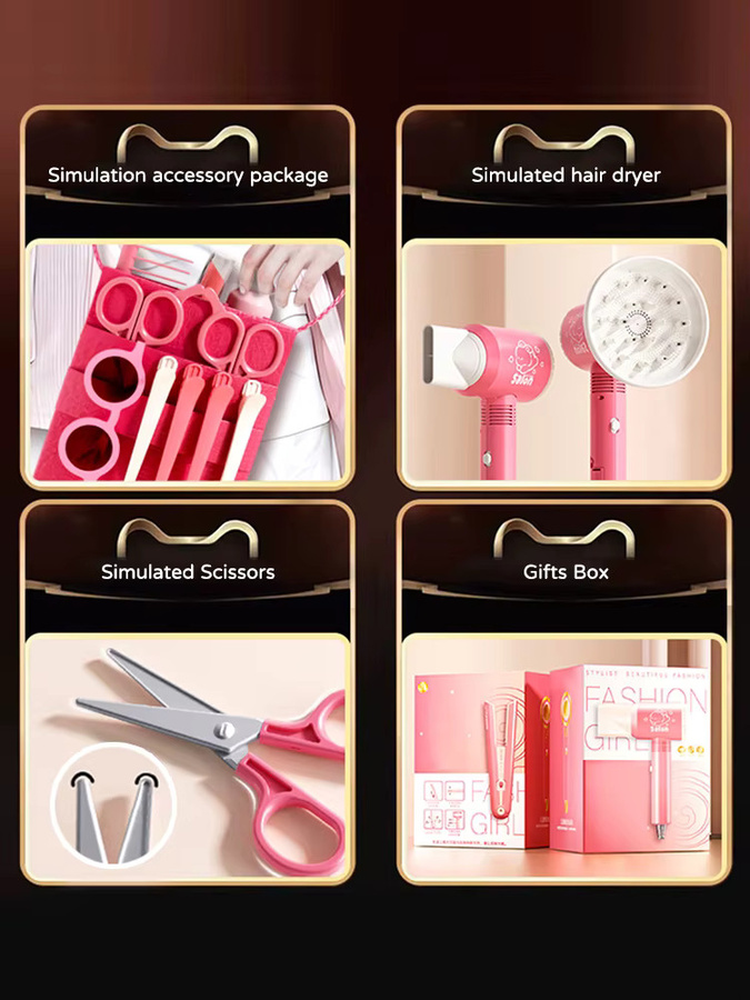 BEI JESS Make-Up Spielzeug Simulation Haarschnitt Kit, Rosa / Pink - Bild 3