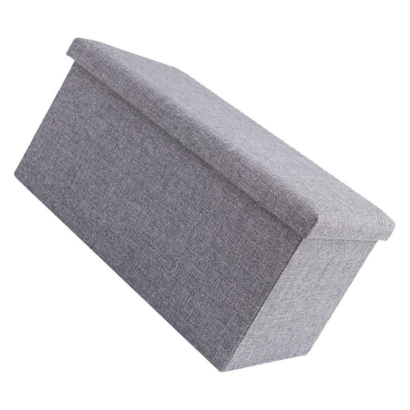 Aimo Klappbarer Aufbewahrungshocker aus Stoff in Grau als multifunktionale Fußstütze und Aufbewahrungsbox - Bild 4