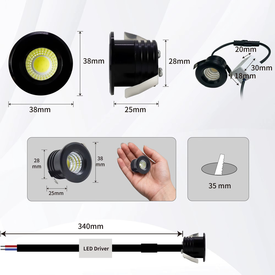 KPS Lucerna LED Mini Spot Deckeneinbauleuchte für Zuhause und Flurschränke - Bild 3