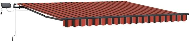 vidaXL Einziehbare Markise mit ausfahrbaren Armen in Orange und Braun aus Polyester, Breite: 450 cm, Tiefe: 300 cm - Bild 1
