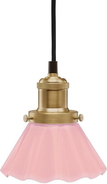 PR Home August Kleine Pendelleuchte in Gold/Messing und Pink mit Glaskuppel und E27 Fassung - Bild 1