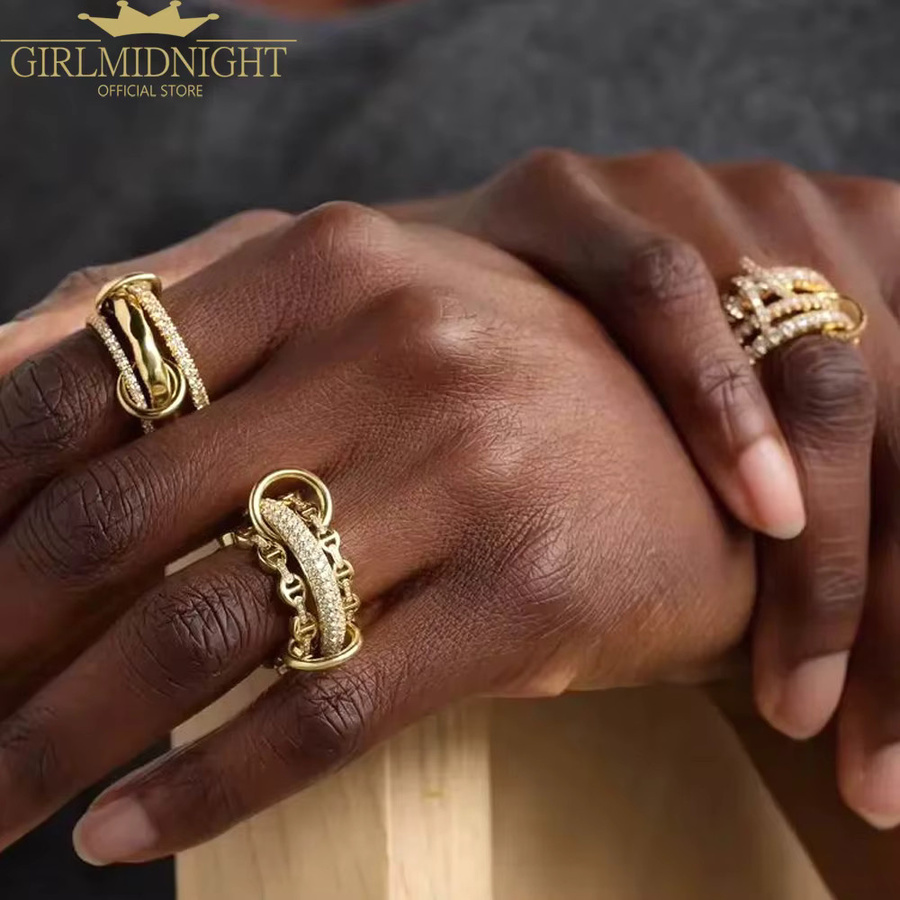 GIRLMIDNIGHT Ringe, 3-teilig, Kupfer, Gold, Zirkonia, Damen - Bild 4