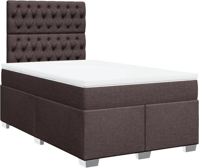 vidaXL Boxspringbett mit Matratze Hybrid-Design in Braun und Weiß, B/T: 120 x 200 cm - Bild 1