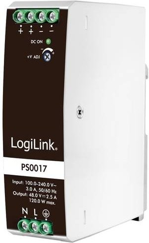 LogiLink PS0017 Hutschienen-Netzteil 48V 2.5A 120W in Weiß - Bild 1