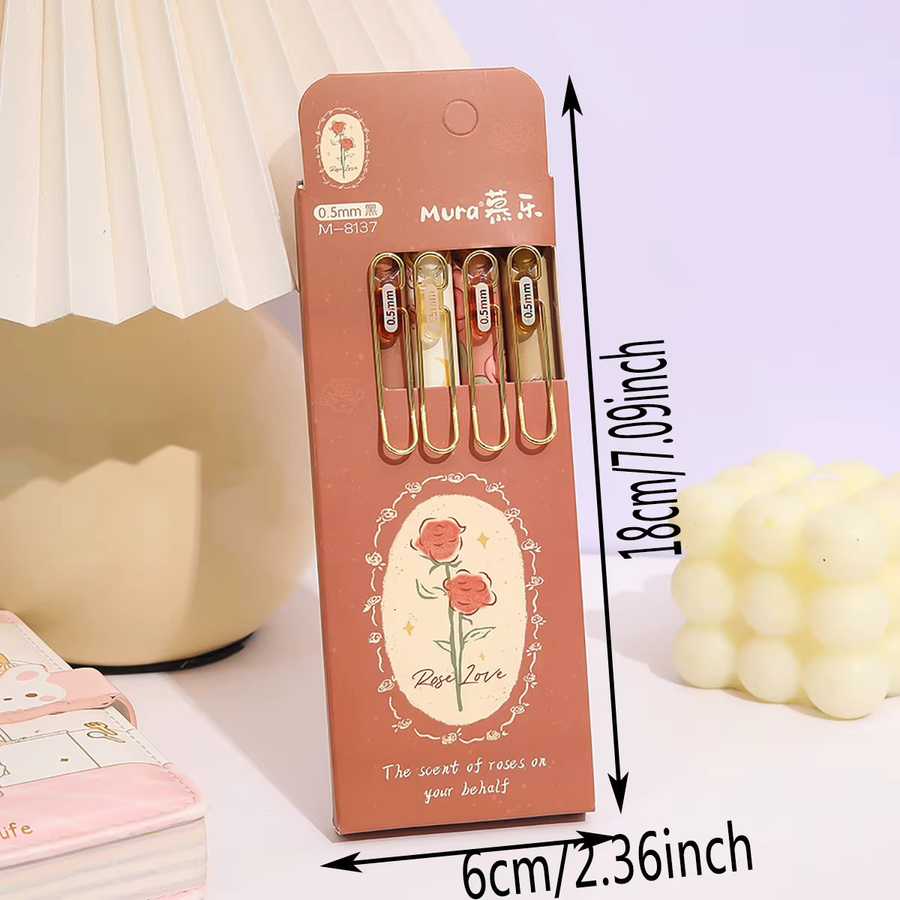 Mule Rose & Poetry Einziehbare Gelstifte, 4er-Pack, Mehrfarbig (Pink) - Bild 2
