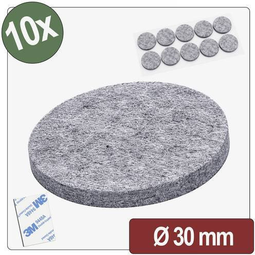 Quadrios 26SA105 Filzgleiter selbstklebend rund Grau Durchmesser: 30 mm, Höhe: 4 mm, 10 Stück - Bild 1