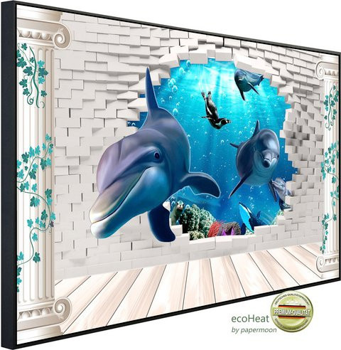 papermoon EcoHeat Infrarotheizung mit Unterwasserwelt und Mauer Motiv in Bunt mit Matt-Effekt, App-Steuerung und Überhitzungsschutz - Bild 1