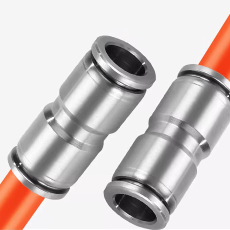 CHYQLY Schnellkupplungen aus 304 Edelstahl für PU-Schläuche, Rohrverbinder für Kompressoren, Farbe: Silber - Bild 2