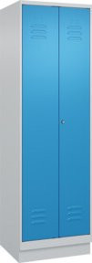 C+P PSA Doppel-Spind Classic PLUS mit Sockel, 2 Abteile, Stahl, grau/blau, B/T/H: 195 x 60 x 50 cm, mit Zylinderschloss und Soft-Anschlag - Bild 1