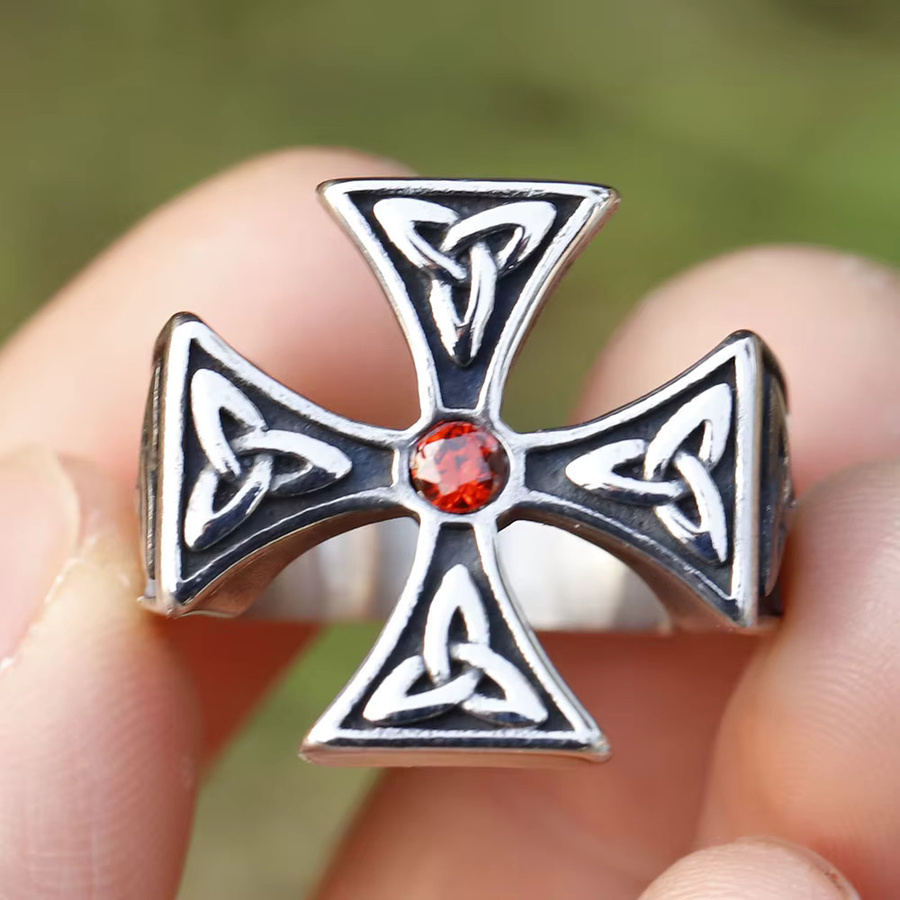 Vikingar Lin Ring Edelstahl, Silber, roter Zirkonia, Unisex - Bild 5