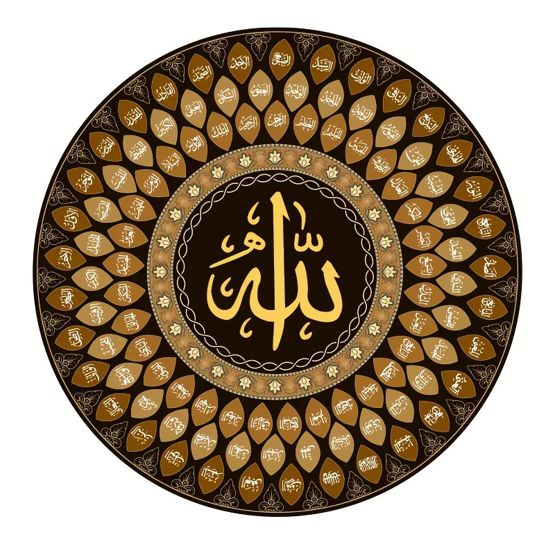CIFBUY Allah Wandkunst aus Metall mit 99 Namen in Gold, B/H: 40,6 x 40,6 cm - Bild 5