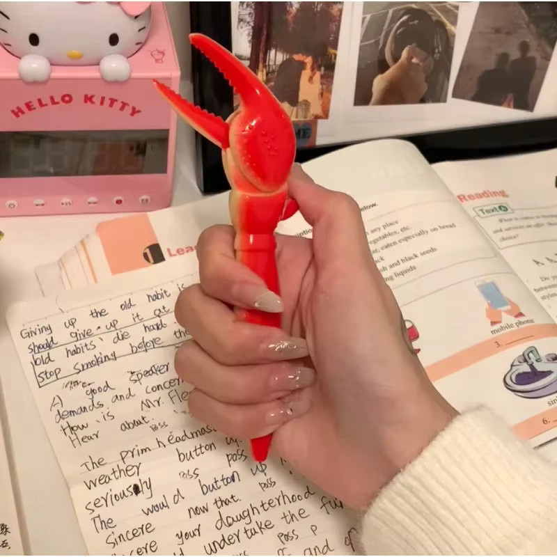 Niedlicher Kugelschreiber im Krabbenklauen-Design als kreativer Druckknopf-Stift aus Kunststoff - Bild 2