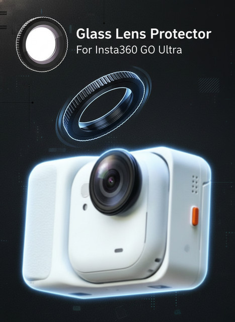 Insta360 GO Ultra Objektiv Schutzfolie aus optischem Glas mit Anti-Fog-Beschichtung in Transparent und Schwarz - Bild 1