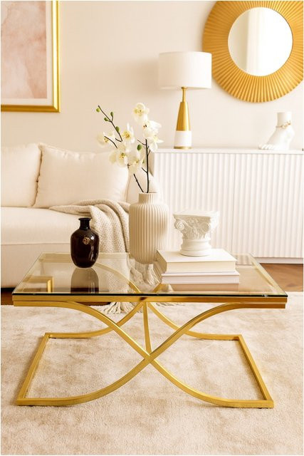 Couchtisch Chris von Möbel direkt online in Gold und Transparent mit Glasplatte - Bild 1