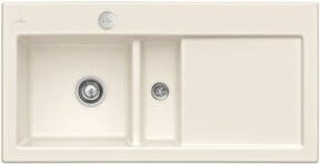 Villeroy & Boch Subway 60 Flat Küchenspüle flächenbündig links in Crema/Beige mit Ablaufgarnitur und Exzenter - Bild 1