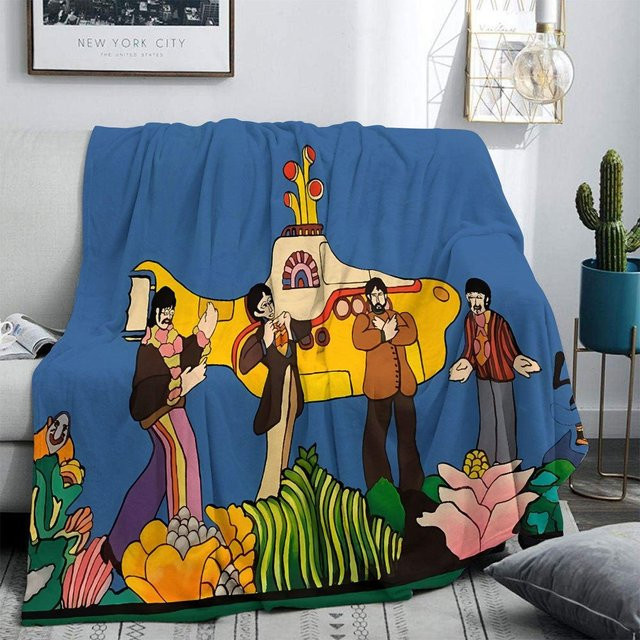 JMG Household Supplies Multifunktionaler Wandteppich mit U-Boot-Motiv in Gelb und Blau, B/H: 150 x 200 cm - Bild 1