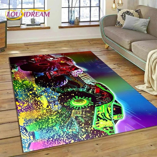 Wucifang Jewelry Monster Jam Cartoon Teppich für Kinderzimmer und Wohnzimmer, Mehrfarbig, B/H: 90 x 60 cm - Bild 1