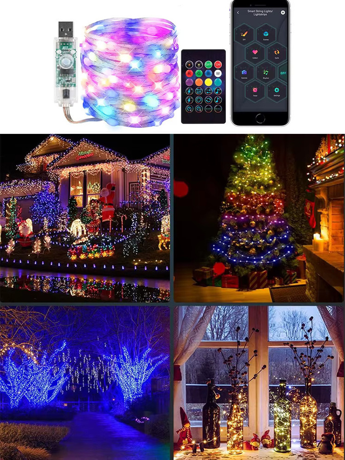 TLEDMP RGB-Lichterkette mit App-Steuerung und Musik-Synchronisierung, Multicolour, USB-Betrieb - Bild 7