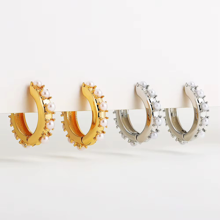 Erpels Creolen, 18K vergoldet, Messing, Perle, Damen - Bild 2