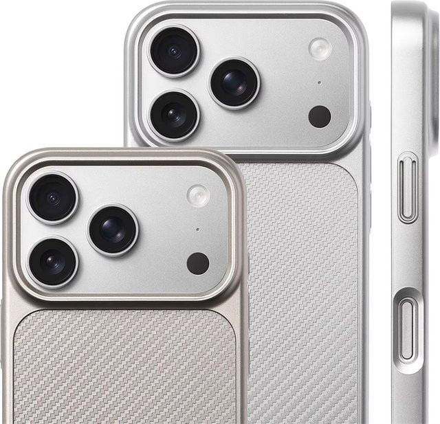YUEDESHENG Magnetische Schutzhülle im Carbon-Faser-Design für iPhone 17, 16 und 15 Pro Max, Farbe: Silber, Kompatibel mit MagSafe - Bild 1