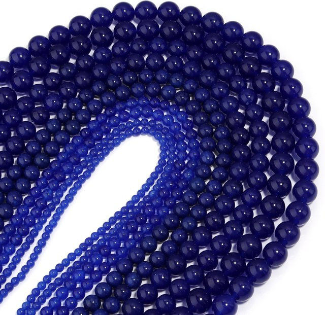 Chalcedon-Steinperle, dunkelblau, rund, Unisex - Bild 1