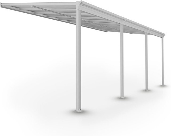 Juskys Terrassendach Borneo Terrassenüberdachung aus Aluminium mit Polycarbonat Doppelstegplatten in Weiß B/T: 600 x 300 cm