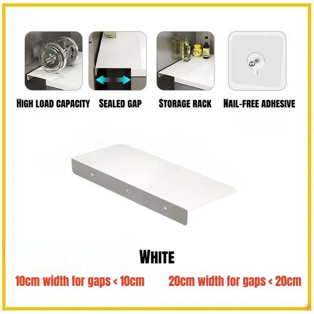 Chic Home Küchenarbeitsplatten-Erweiterungsbrett Wandmontierter Metall-Organizer für schmale Spalten, Farbe: Weiß, B/T: 40 x 10 cm - Bild 1