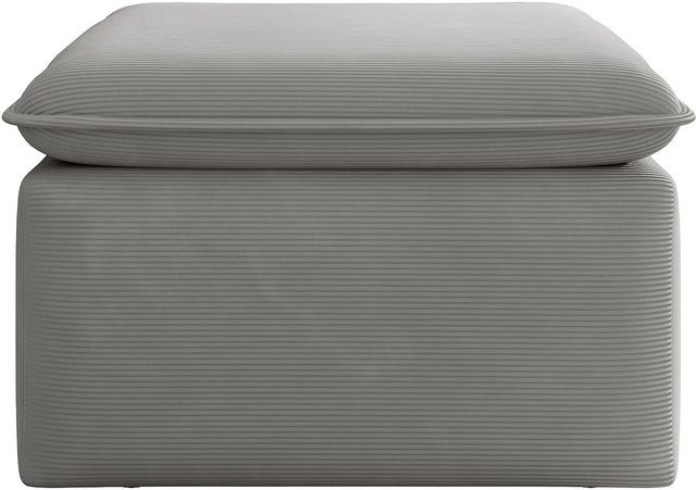 Vente-unique Sitzhocker Teodora in Lichtgrau aus Rippenvelours mit quadratischer Form, Breite: 70 cm, Tiefe: 70 cm, Höhe: 43 cm - Bild 1