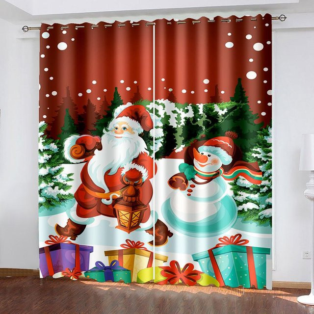 2-teiliges Admiralty Weihnachts-Vorhang aus Polyester mit Digitaldruck in Rot, halbtransparent, B: 50 cm, H: 130 cm - Bild 1