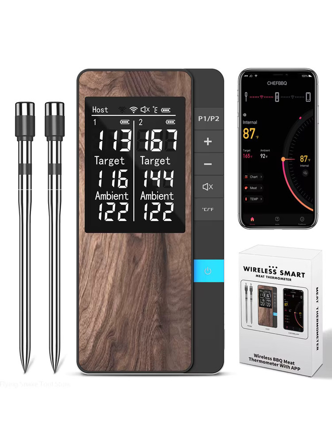Kabelloses digitales Fleischthermometer von Xinsio mit Bluetooth, App-Steuerung und LCD-Bildschirm, wiederaufladbar, Schwarz - Bild 5
