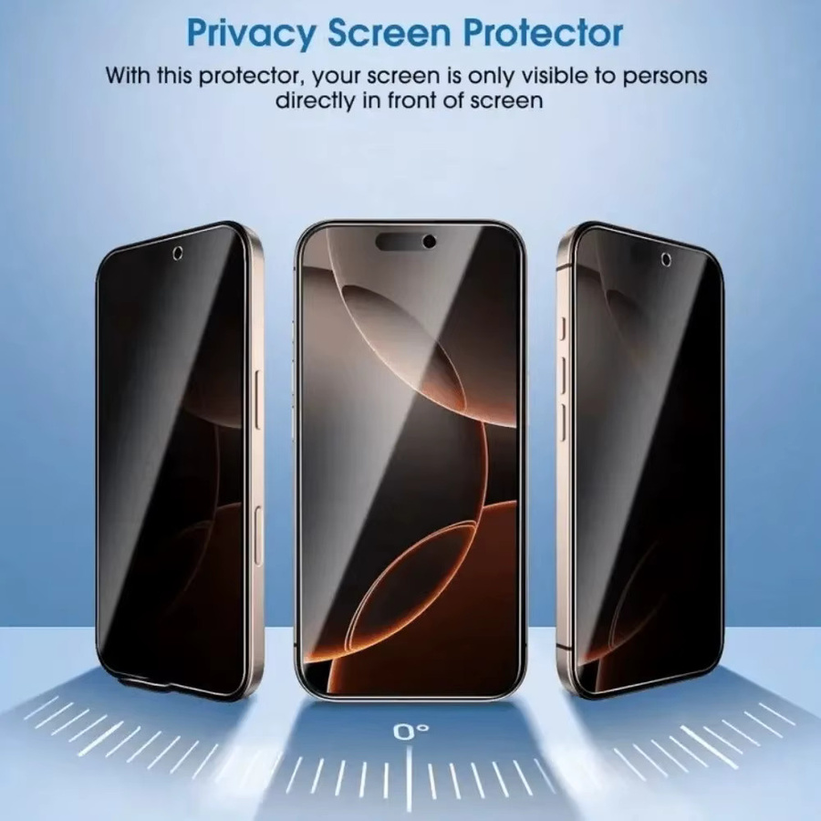 4er-Set Anti-Spionage-Displayschutzfolie für iPhone 17 16 15 14 13 12 11 Pro Max Plus inklusive 4 Stück HD-Kameraobjektivglas - Bild 2