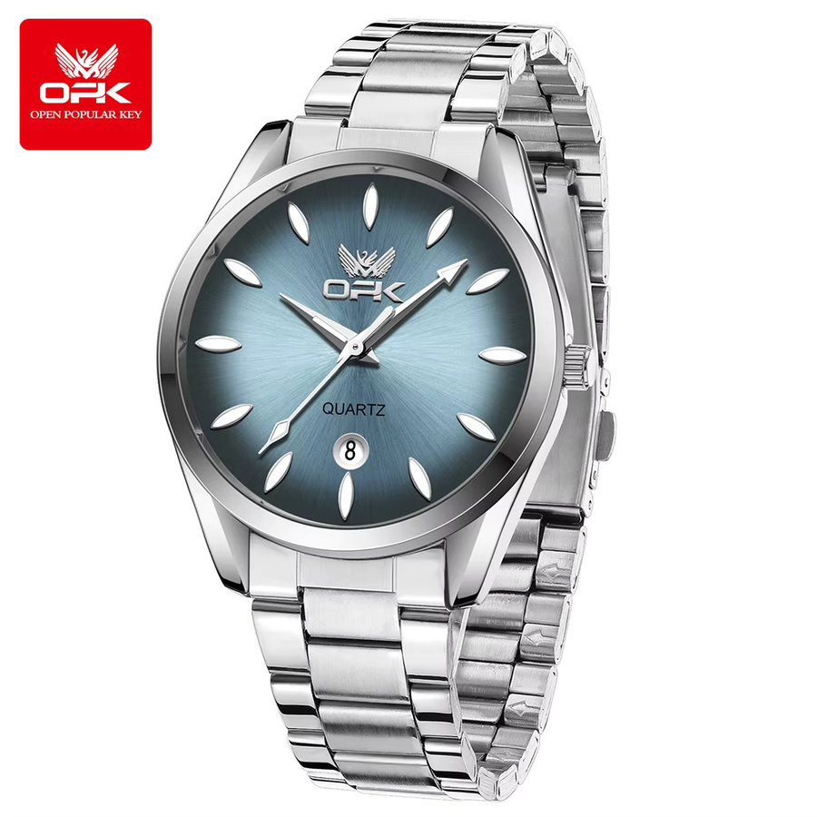 OPK Armbanduhr Edelstahl, Quarz, Blau, Silber, Herren - Bild 2