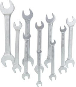 KS Tools CLASSIC Doppel-Maulschlüssel-Satz aus Chrom-Vanadium, 10-teilig, 8-32 mm, Silber - Bild 1
