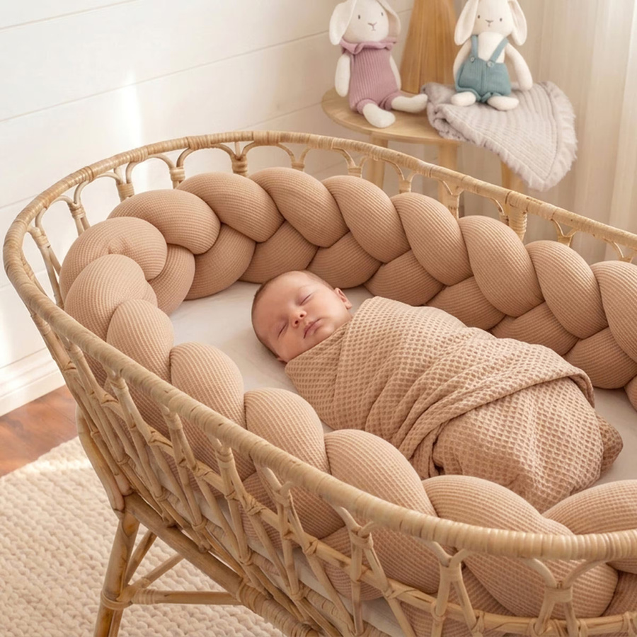Nordic Coast Company Nestchenschlange aus Waffelpiqué Baumwolle in Beige, Länge: 200 cm - Bild 2