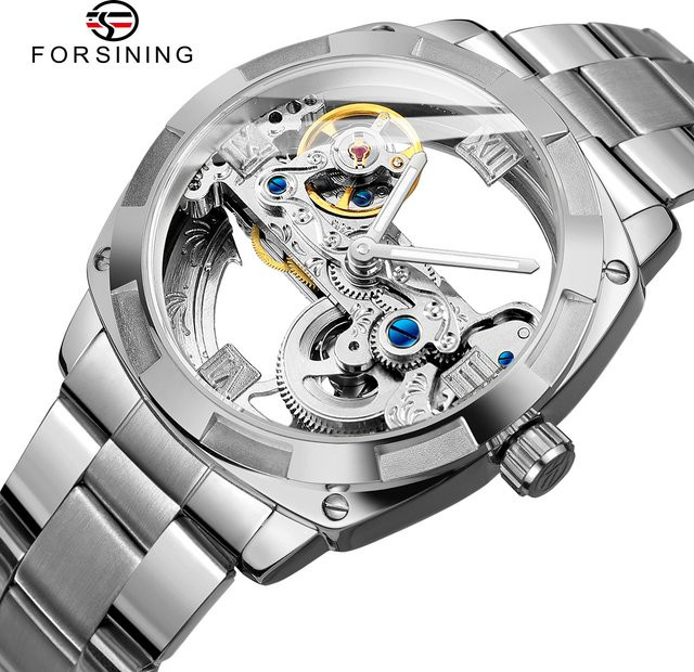 FORSINING Armbanduhr Edelstahl, Automatik, Skeleton, Herren, Silber - Bild 1
