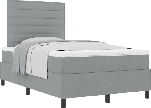 vidaXL Boxspringbett mit Matratze und Taschenfederkern in Hellgrau, B/T/H: 190 x 120 x 28 cm - Bild 1